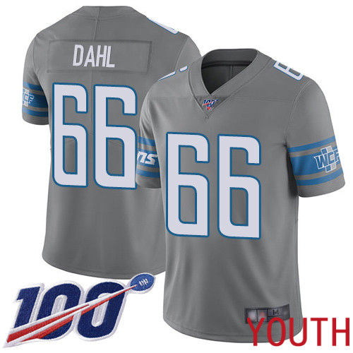 Detroit Lions Limited Steel Youth Joe Dahl Jersey NFL Football #66 100th Season Rush Vapor Untouchable